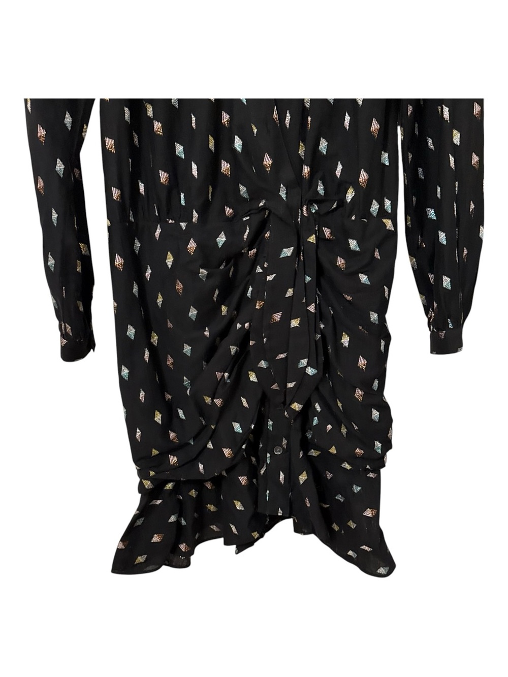 Veronica Beard Alia Ruched Mini Dress Size 0 Metallic Jacquard Ruffle Cocktail - Picture 11 of 16